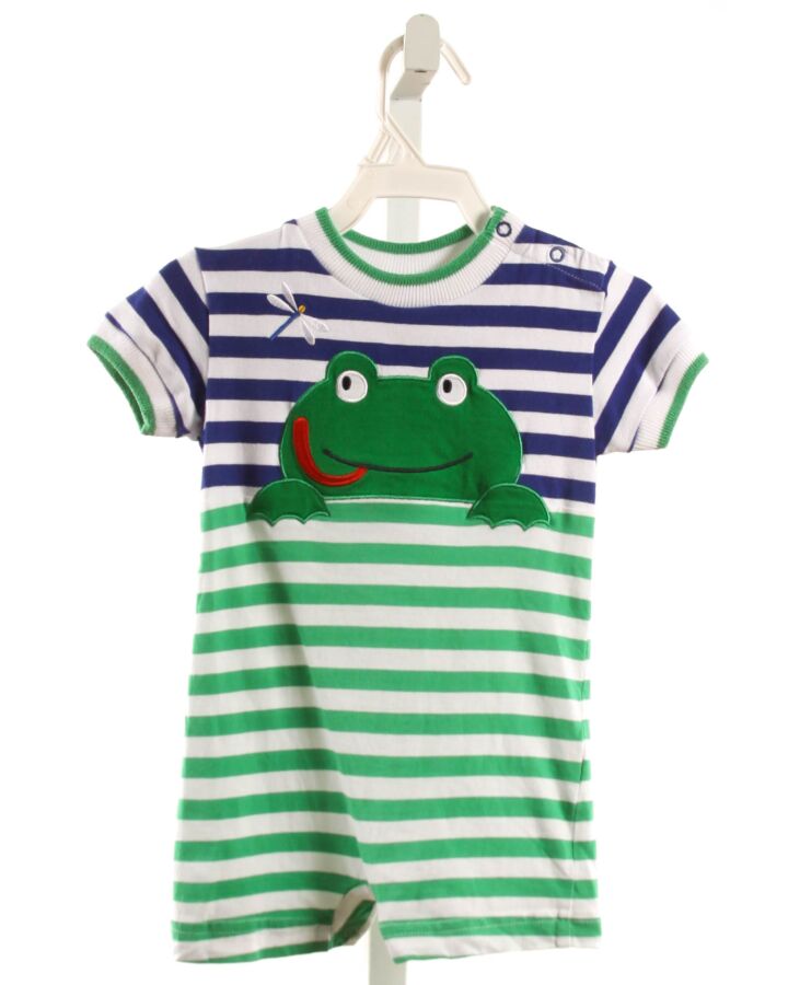 FLORENCE EISEMAN  GREEN KNIT STRIPED  SHORTALL