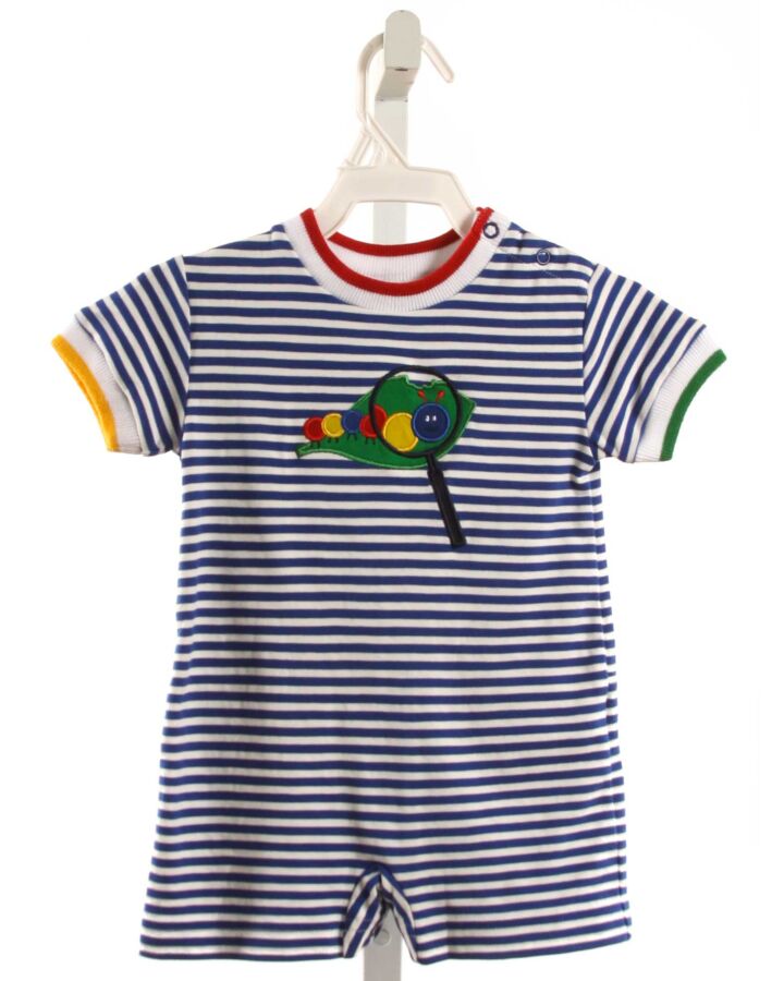 FLORENCE EISEMAN  BLUE KNIT STRIPED  SHORTALL