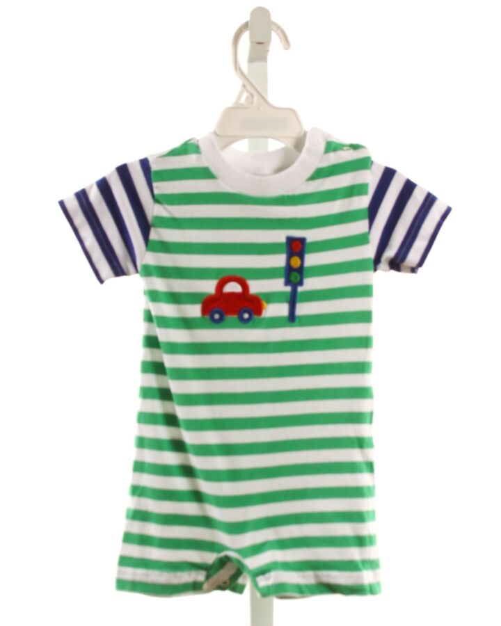 FLORENCE EISEMAN  GREEN KNIT STRIPED  SHORTALL