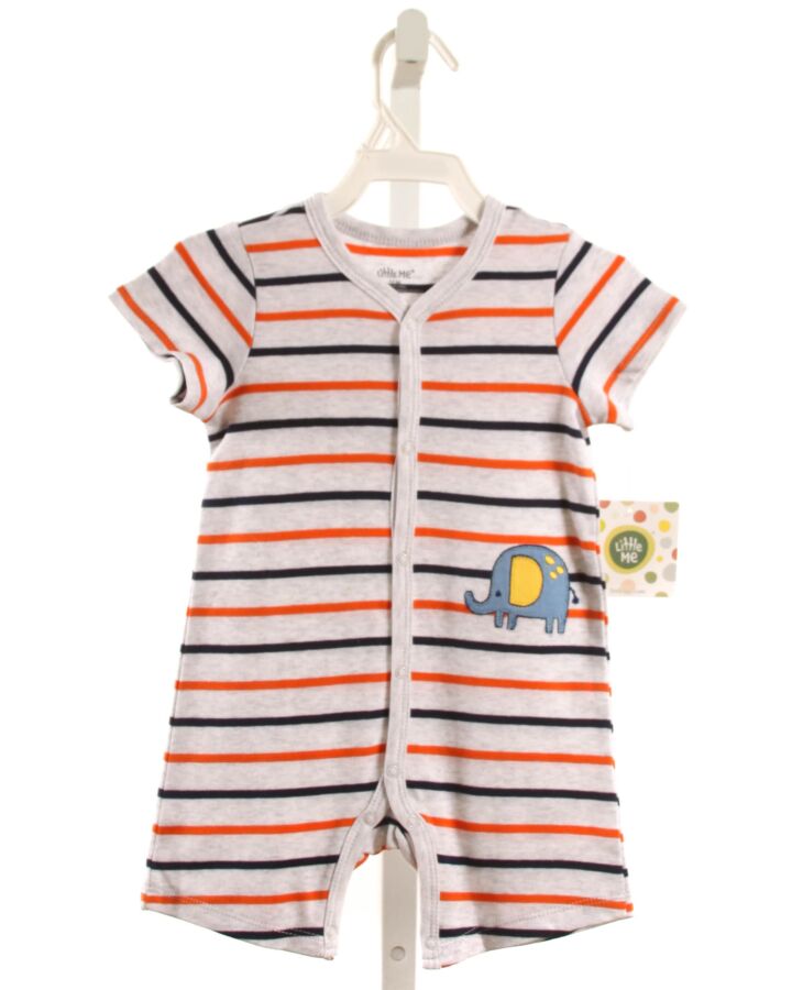 LITTLE ME  GRAY KNIT STRIPED  SHORTALL