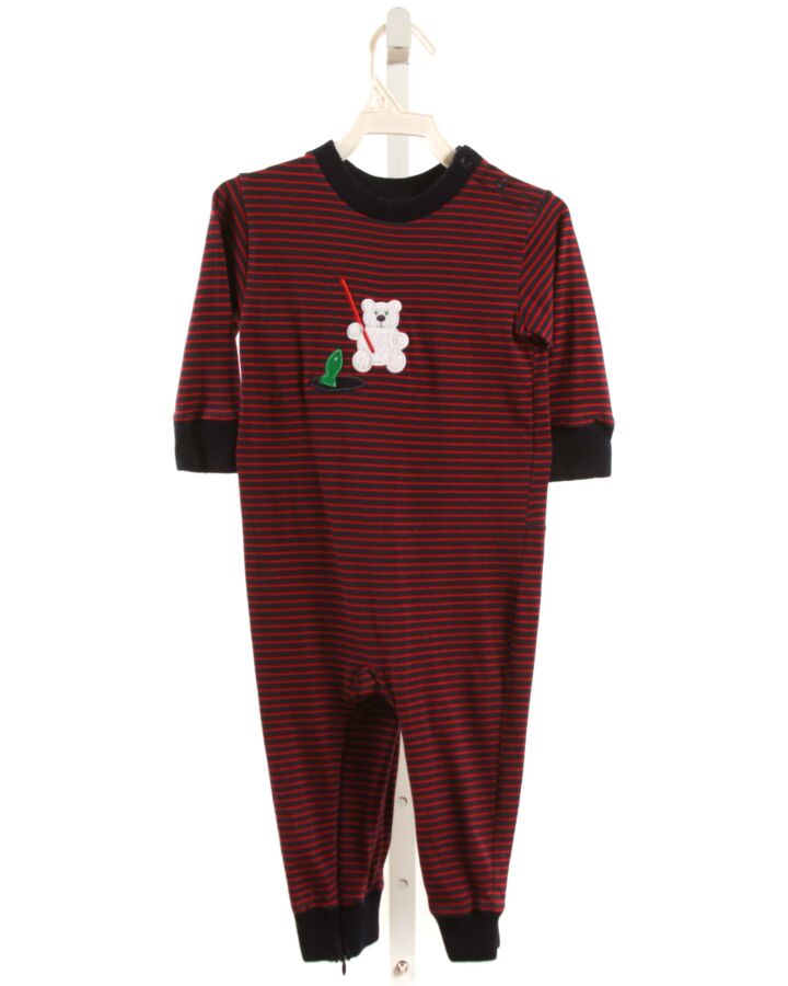 FLORENCE EISEMAN  RED  STRIPED APPLIQUED KNIT ROMPER