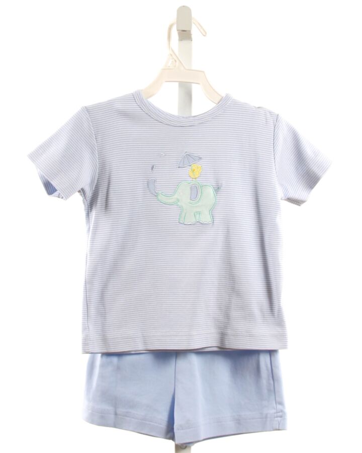 FLORENCE EISEMAN  LT BLUE  STRIPED APPLIQUED 2-PIECE OUTFIT