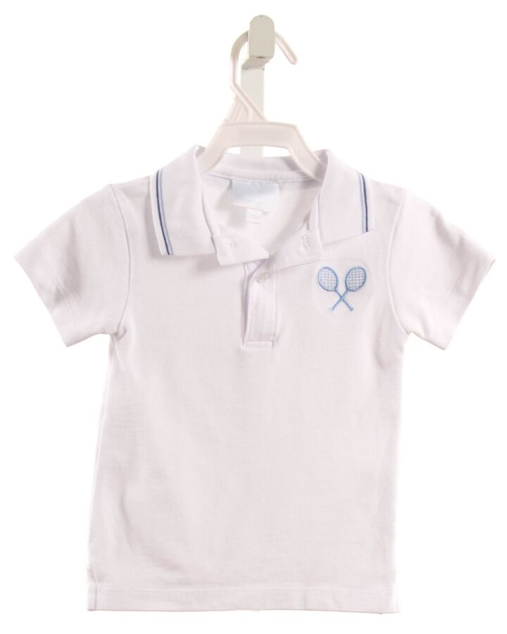 LITTLE ENGLISH  WHITE PIQUE  EMBROIDERED SHIRT-SS