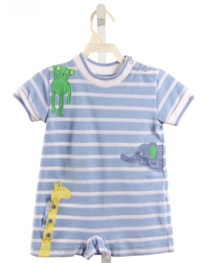 FLORENCE EISEMAN  LT BLUE PIQUE STRIPED APPLIQUED SHORTALL