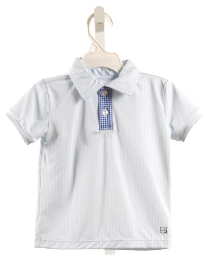 SET BY LULLABY SET  LT BLUE  GINGHAM  KNIT SS SHIRT