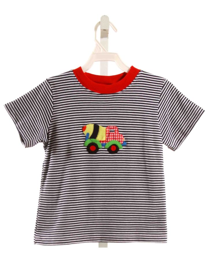 SQUIGGLES  NAVY  STRIPED APPLIQUED T-SHIRT