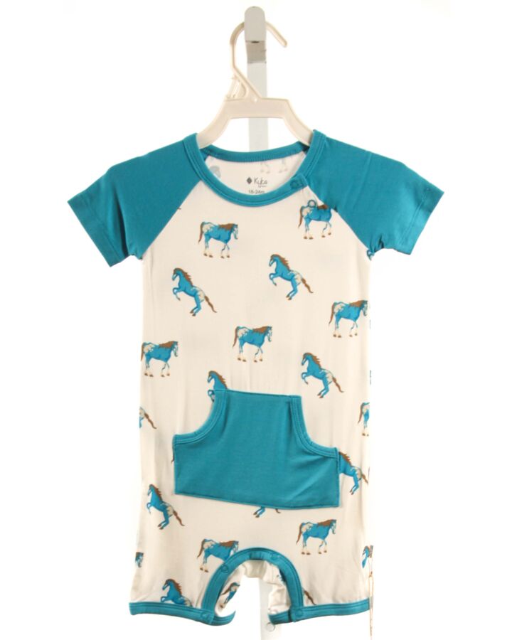 KYTE BABY  BLUE  PRINT  KNIT SHORTALL