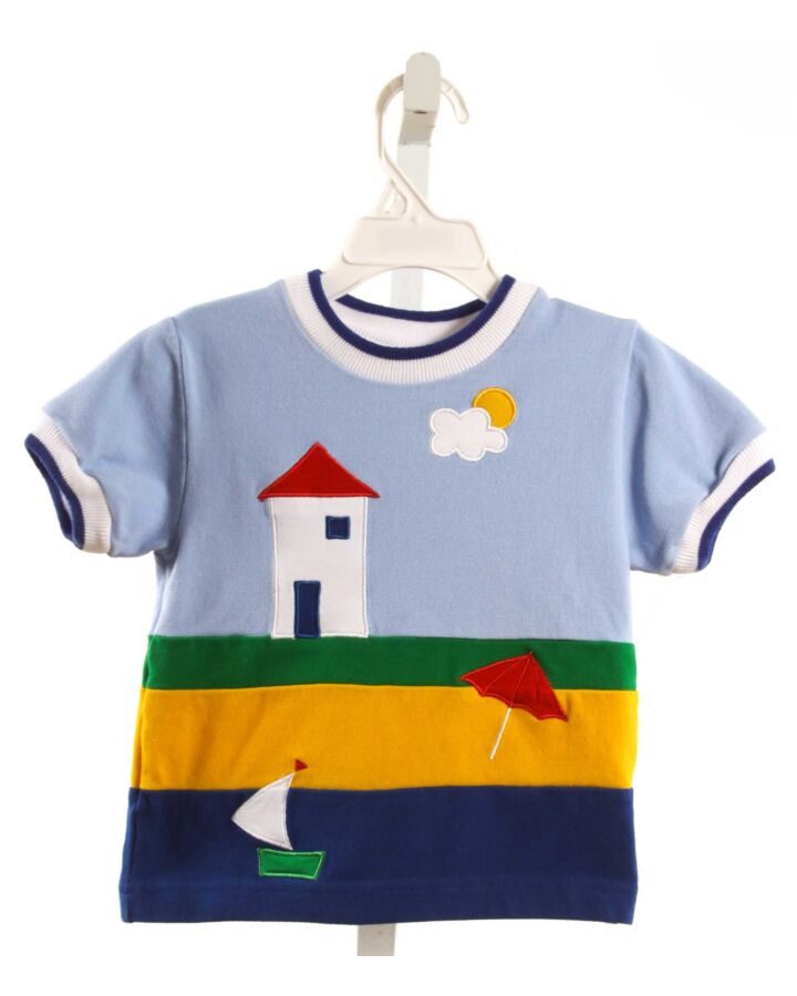 FLORENCE EISEMAN  MULTI-COLOR PIQUE  APPLIQUED KNIT SS SHIRT