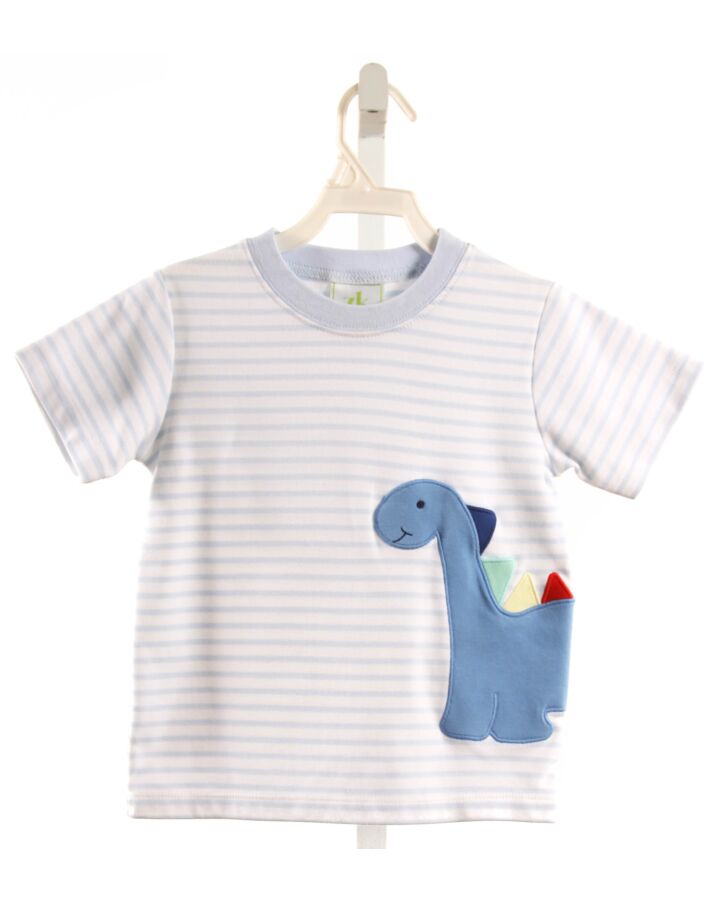 ZUCCINI  LT BLUE  STRIPED APPLIQUED KNIT SS SHIRT
