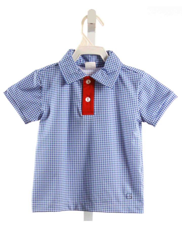 SET BY LULLABY SET  BLUE  GINGHAM  KNIT SS SHIRT