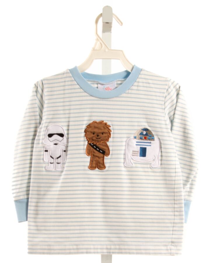 STITCHY FISH  LT BLUE  STRIPED APPLIQUED KNIT LS SHIRT