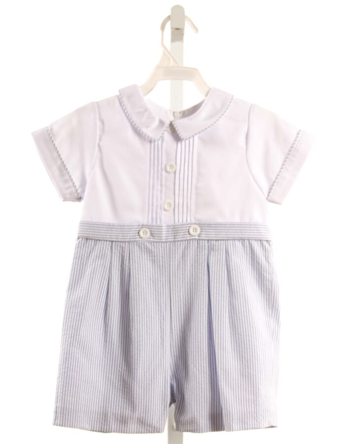 FLORENCE EISEMAN  LT BLUE SEERSUCKER STRIPED  SHORTALL