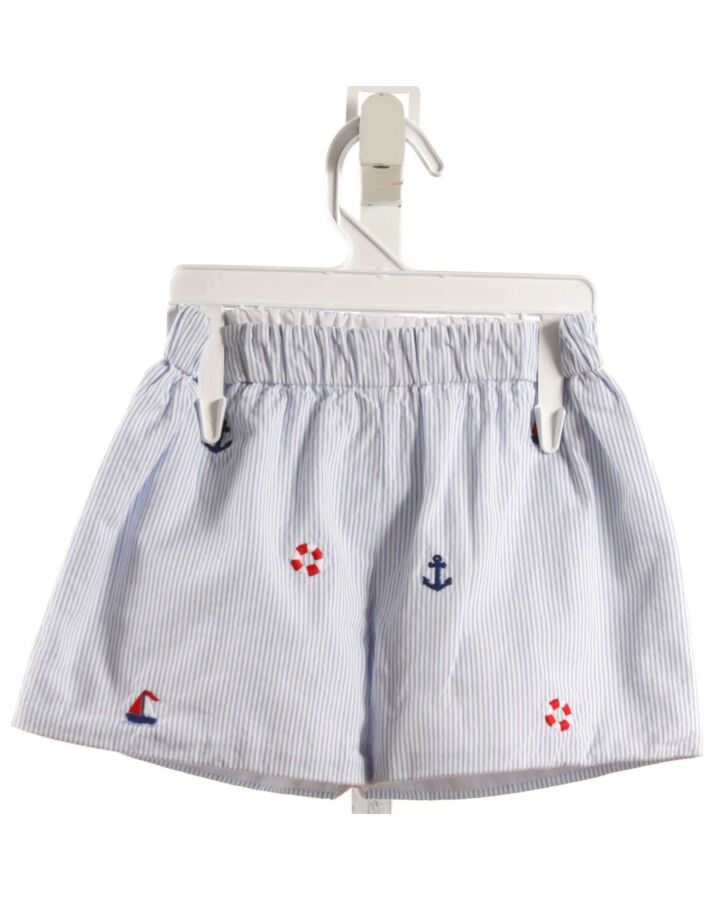 ZUCCINI  LT BLUE  STRIPED EMBROIDERED SHORTS