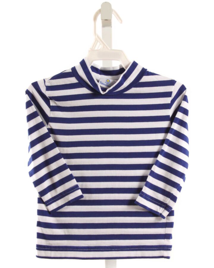 FLORENCE EISEMAN  BLUE  STRIPED  KNIT LS SHIRT