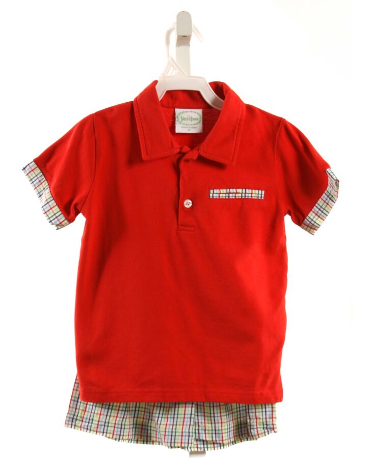 GRACE & JAMES  RED PIQUE PLAID  2-PIECE OUTFIT