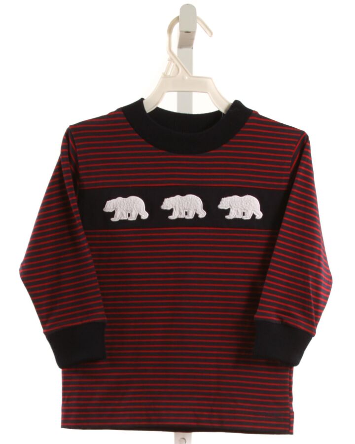 FLORENCE EISEMAN RED STRIPED KNIT LS SHIRT