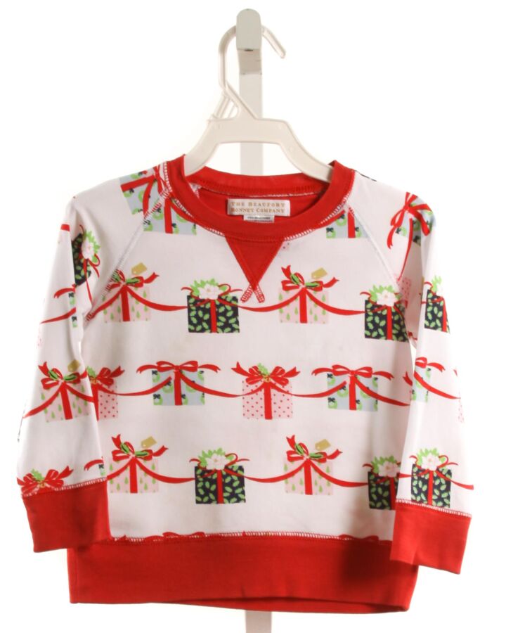 THE BEAUFORT BONNET COMPANY  RED   PRINTED DESIGN PULLOVER