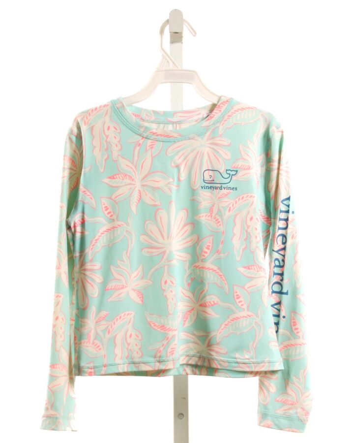 VINEYARD VINES  AQUA  FLORAL PRINTED DESIGN RASH GUARD