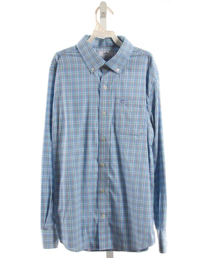 SOUTHERN TIDE  BLUE  PLAID  DRESS SHIRT