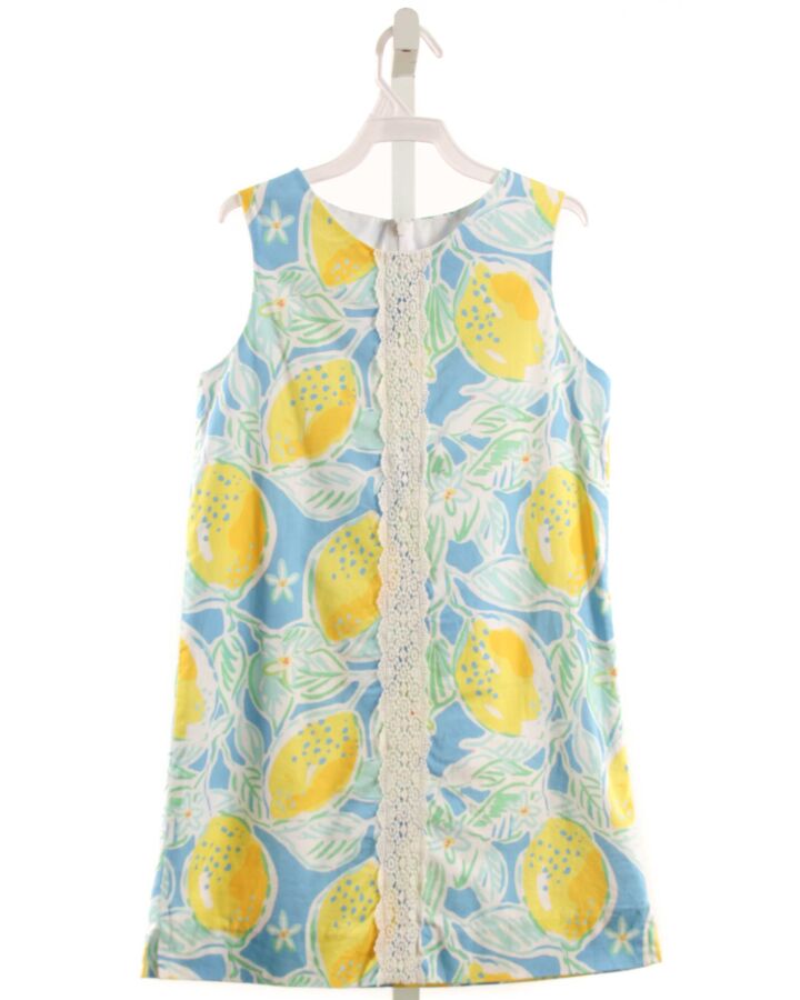 J. BAILEY  YELLOW   PRINTED DESIGN DRESS WITH LACE TRIM