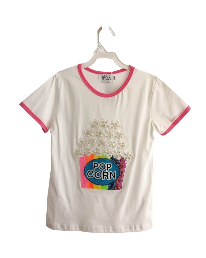 LOLA + THE BOYS  WHITE   APPLIQUED T-SHIRT WITH SEQUINS