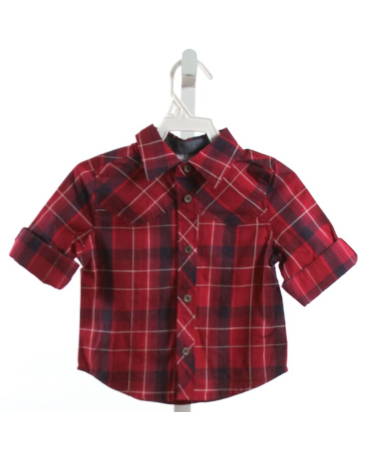 FIRST IMPRESSIONS  MAROON  PLAID  DRESS SHIRT