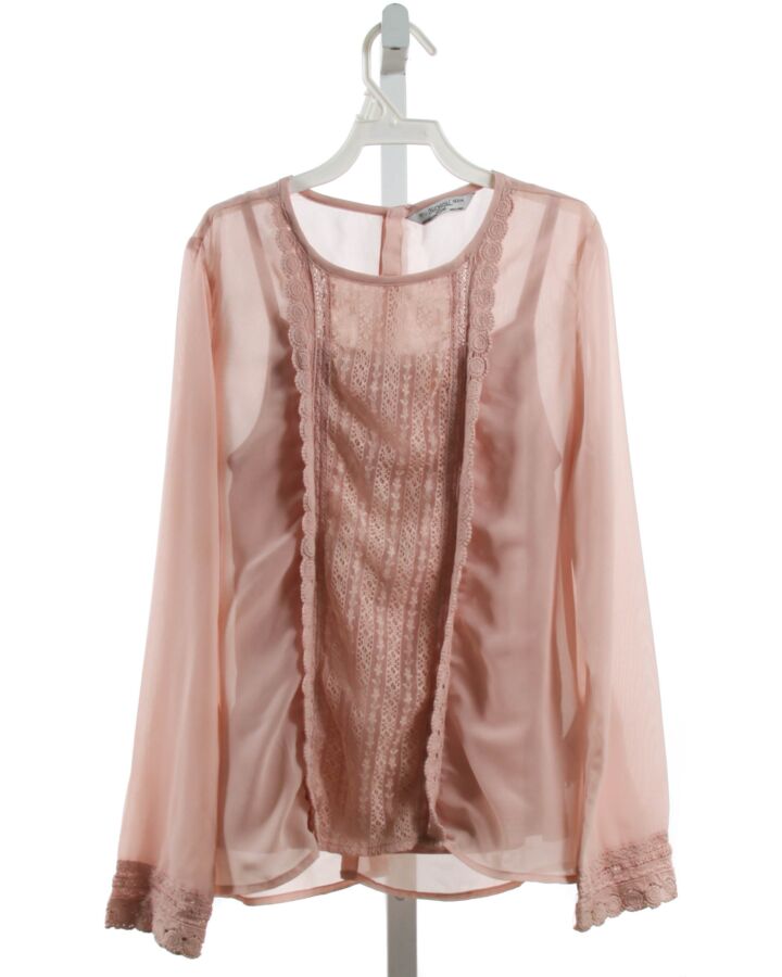 MAYORAL  PINK  CLOTH LS SHIRT WITH LACE TRIM