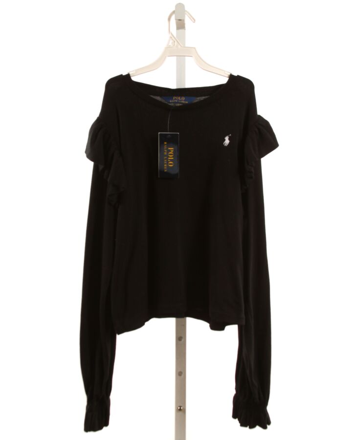 POLO BY RALPH LAUREN  BLACK    KNIT LS SHIRT WITH RUFFLE