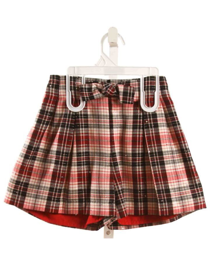 MAYORAL  MAROON  PLAID  SHORTS WITH SEQUINS
