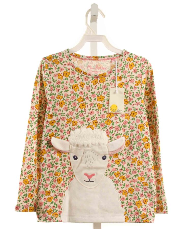 MINI BODEN  YELLOW  FLORAL APPLIQUED KNIT LS SHIRT