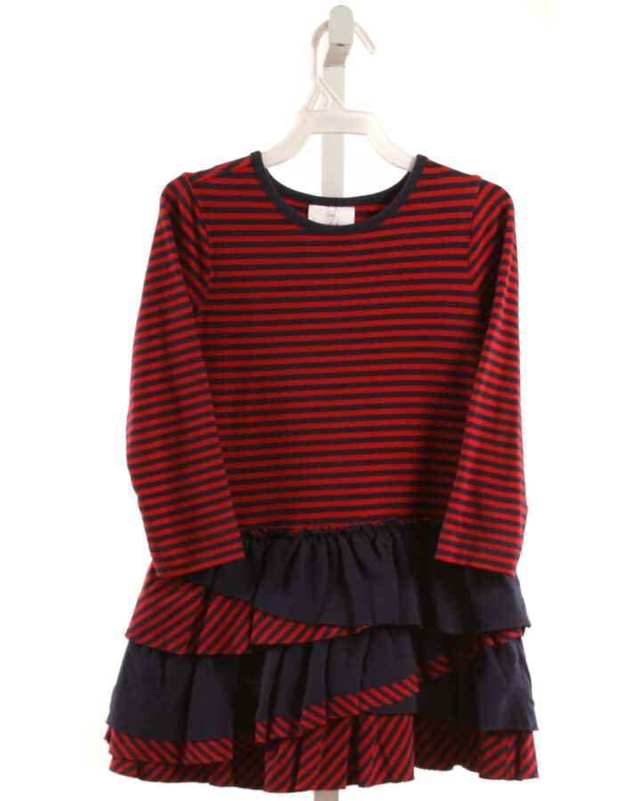 HANNA ANDERSSON  RED  STRIPED  KNIT DRESS WITH RUFFLE