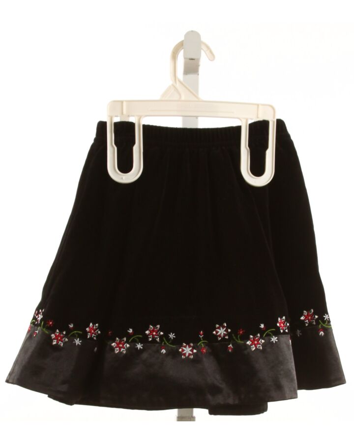 HANNA ANDERSSON  BLACK VELVET FLORAL EMBROIDERED SKIRT