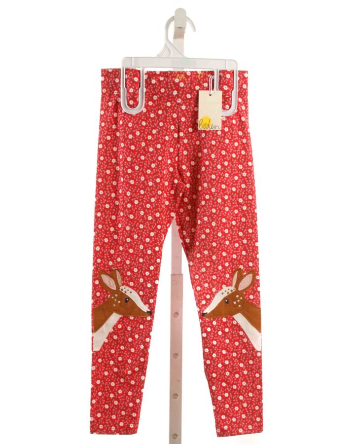 MINI BODEN  RED  FLORAL APPLIQUED LEGGINGS