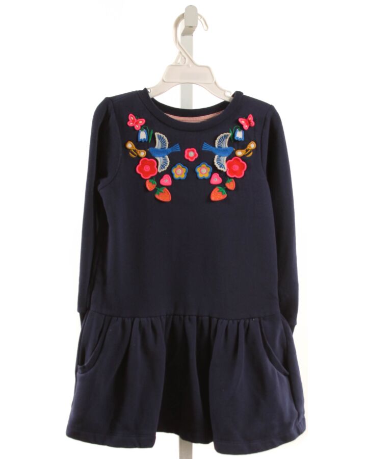 MINI BODEN  NAVY  FLORAL APPLIQUED KNIT DRESS