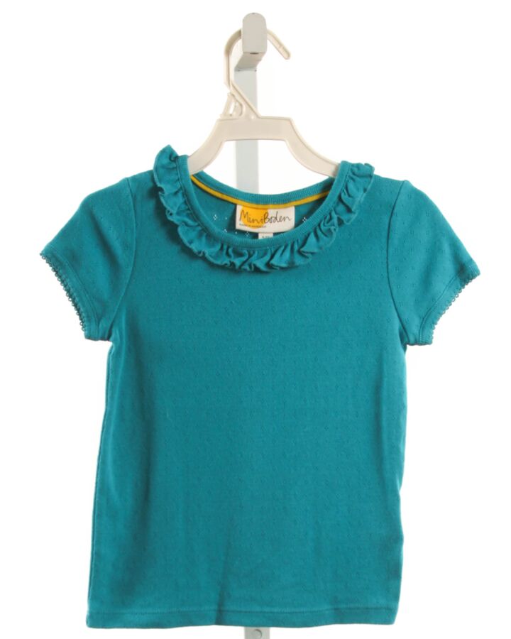 MINI BODEN  BLUE    KNIT SS SHIRT WITH RUFFLE