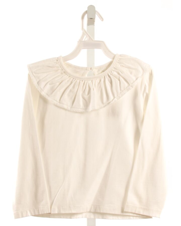 THE OAKS APPAREL   WHITE    KNIT LS SHIRT WITH RUFFLE