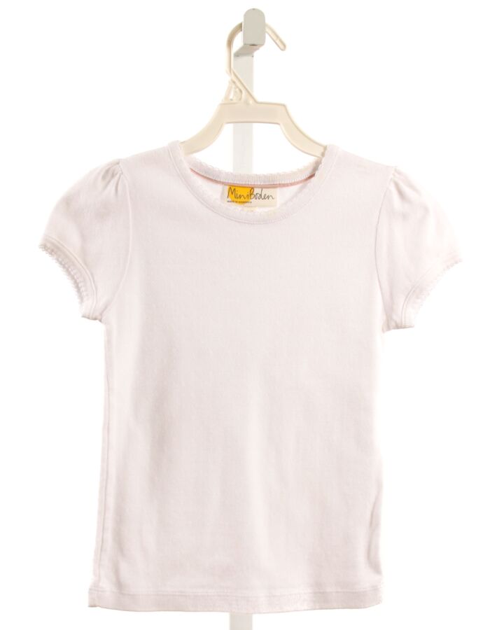 MINI BODEN  WHITE    KNIT SS SHIRT WITH PICOT STITCHING