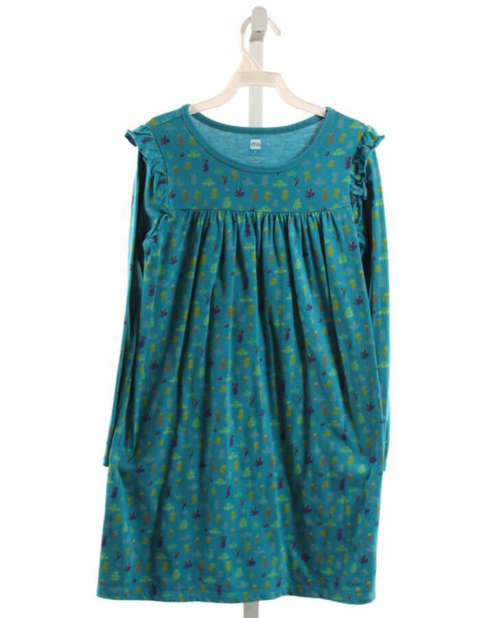 TEA  BLUE  FLORAL  KNIT DRESS