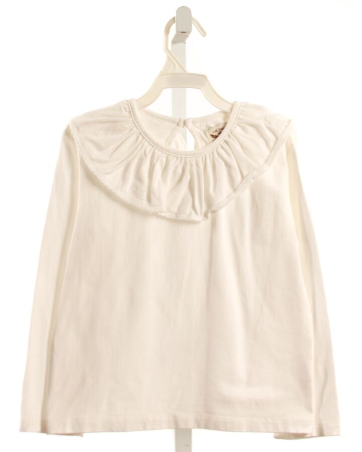 THE OAKS APPAREL   WHITE    KNIT LS SHIRT WITH RUFFLE