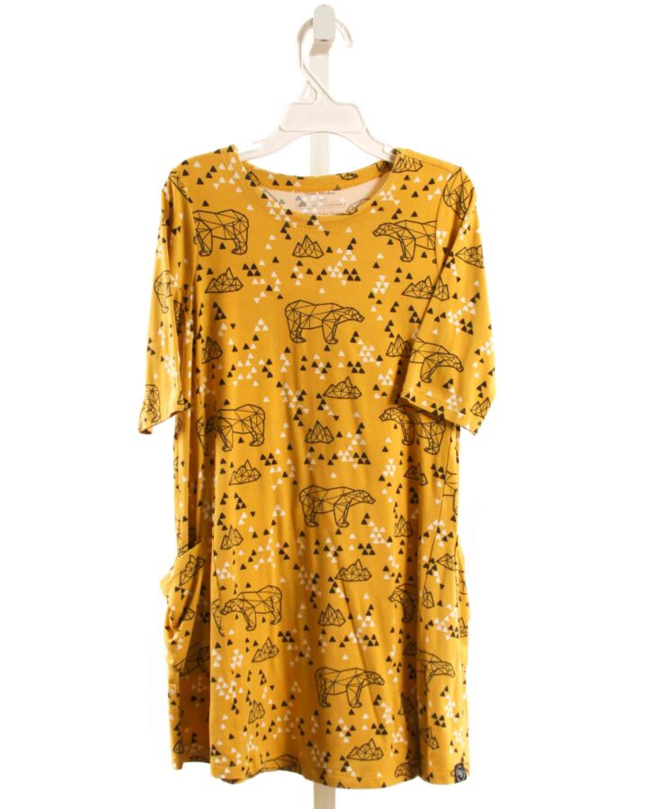 SWEET BAMBOO  MUSTARD   PRINTED DESIGN KNIT DRESS