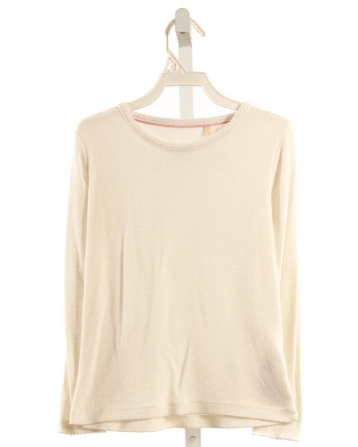 MINI BODEN  WHITE    KNIT LS SHIRT WITH PICOT STITCHING