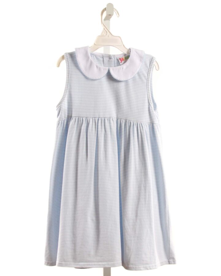 JELLYBEANS  LT BLUE  STRIPED  KNIT DRESS WITH PICOT STITCHING