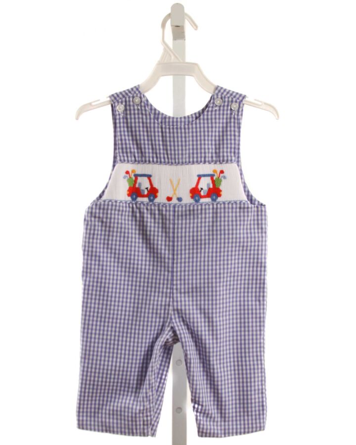 THE BEST DRESSED CHILD  BLUE  GINGHAM SMOCKED LONGALL