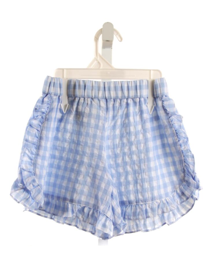PLEATS & STITCHES  BLUE  GINGHAM  SHORTS WITH RUFFLE