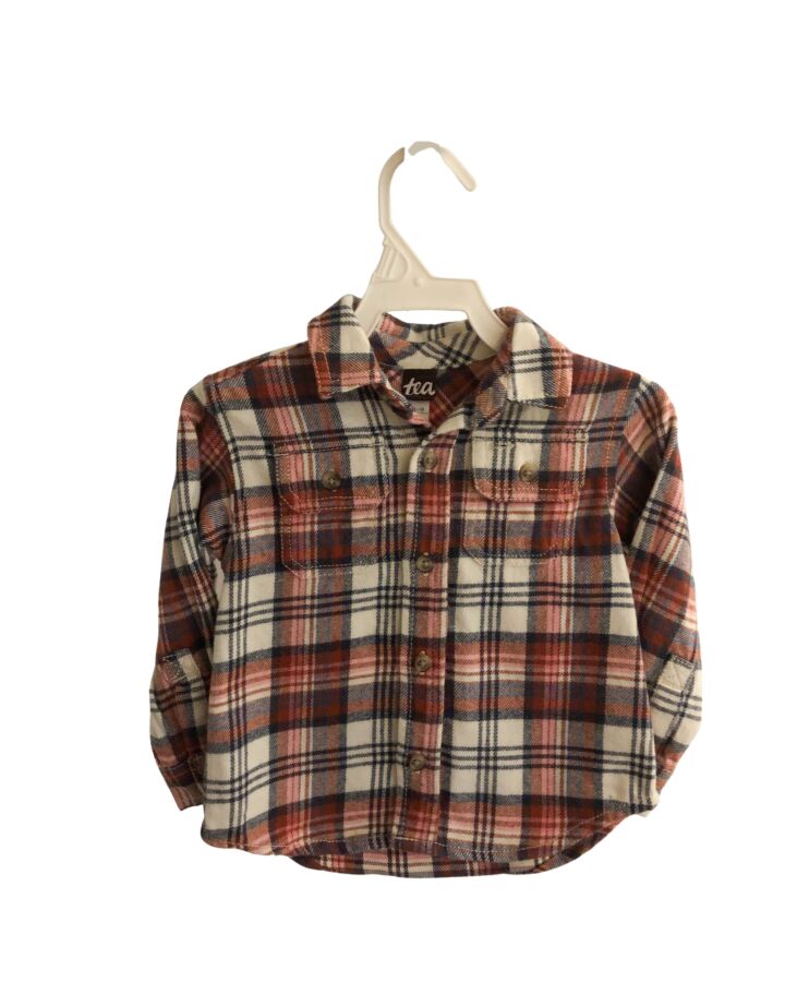 TEA  RED FLANNEL PLAID  DRESS SHIRT