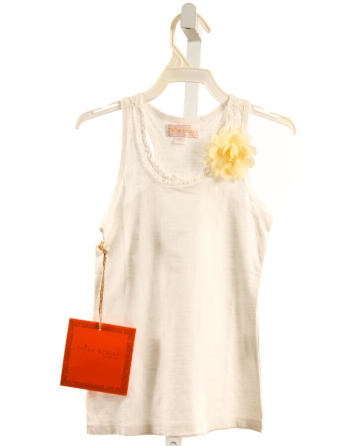 TRISH SCULLY  WHITE  FLORAL APPLIQUED KNIT TANK