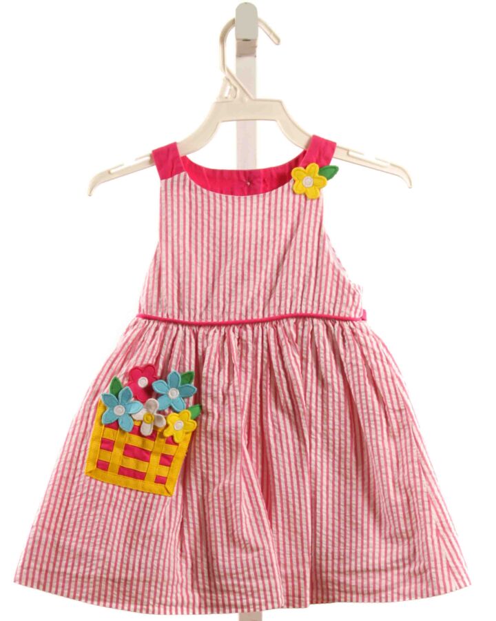 FLORENCE EISEMAN  PINK SEERSUCKER FLORAL APPLIQUED DRESS