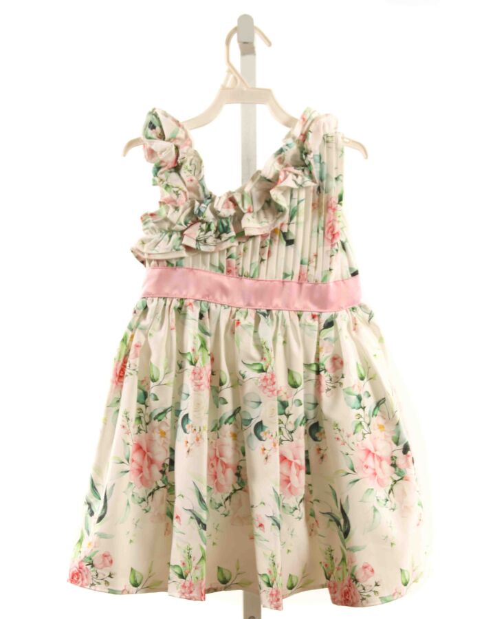 TRISH SCULLY  WHITE  FLORAL  PARTY DRESS WITH RUFFLE