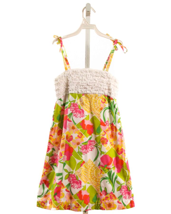 LILLY PULITZER  LIME GREEN  FLORAL  DRESS WITH RUFFLE