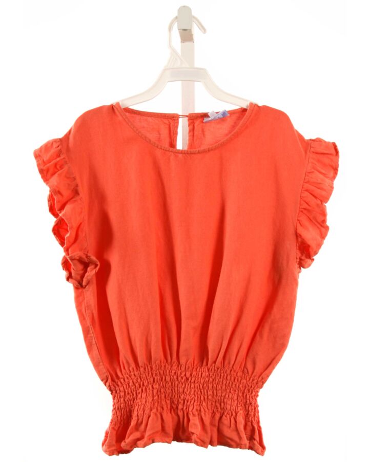 PLEAT.  ORANGE LINEN  SMOCKED SLEEVELESS SHIRT